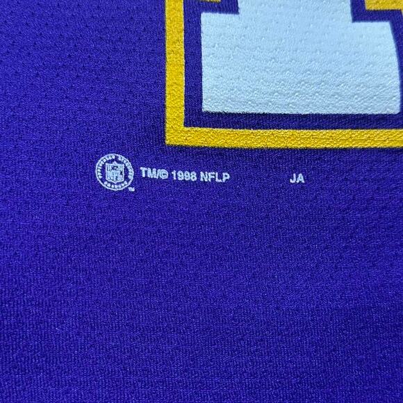 Vintage 90s Minnesota Vikings Randy Moss Jersey Purple Mens Large Boxy Tee Shirt - Picture 3 of 4